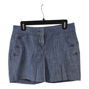 Isaac Mizrahi Blue High-Waist Button Detail Shorts